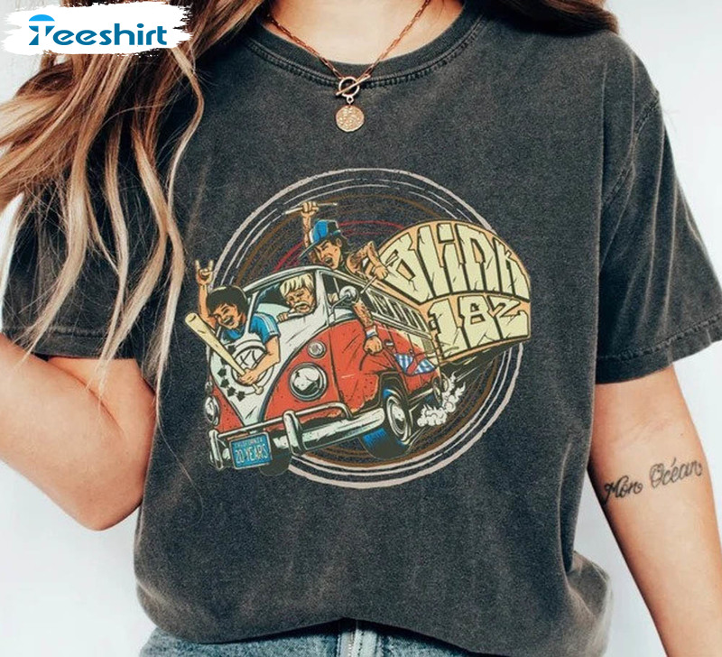 Retro Blink 182 Rock N Roll Shirt, Old School Rock T-shirt Crewneck