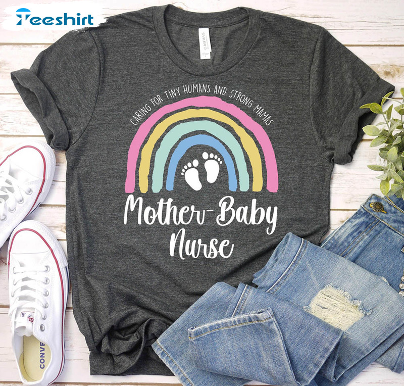 Mother Baby Nurse Rainbow Shirt, Labor And Delivery Maternity Nurse Sweatshirt Crewneck