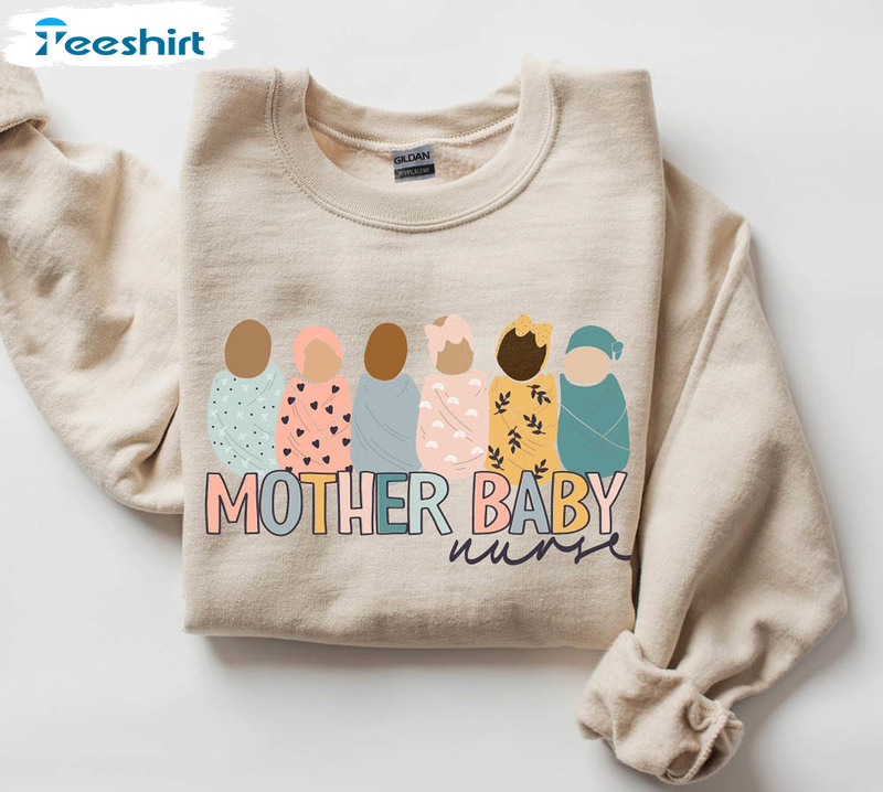 Mother Baby Nurse Sweatshirt, Cute Mbu Swaddled Babies Rn Long Sleeve Tee Tops