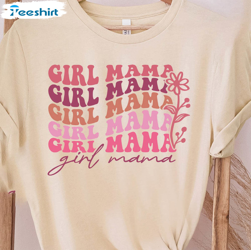 Girl Mom Shirt , Girl Mama Trendy Short Sleeve Sweatshirt