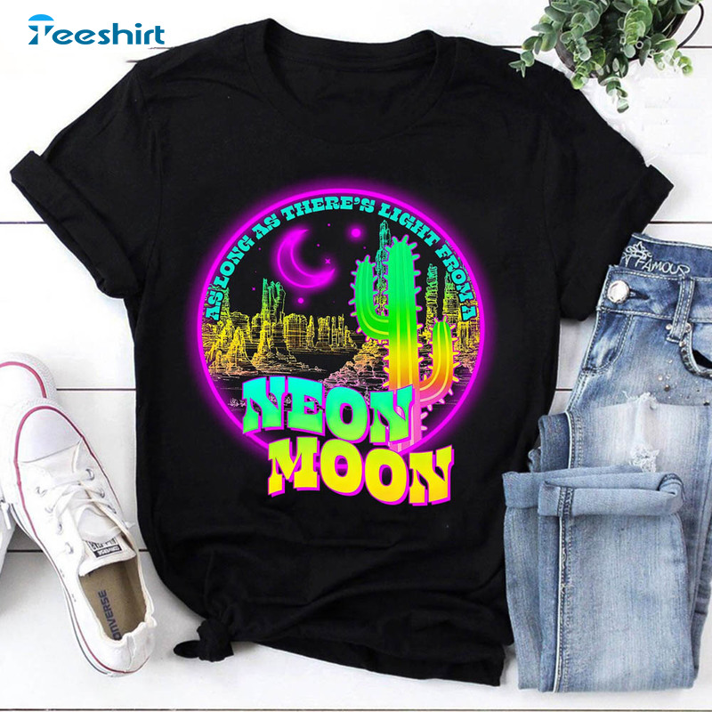 As Long As There's Light From A Neon Moon Shirt, Neon Moon Vintage Crewneck Unisex Hoodie