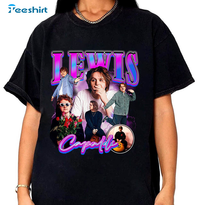 Vintage Lewis Capaldi Tour 2023 Shirt, Retro Lewis Capaldi Unisex Hoodie Short Sleeve