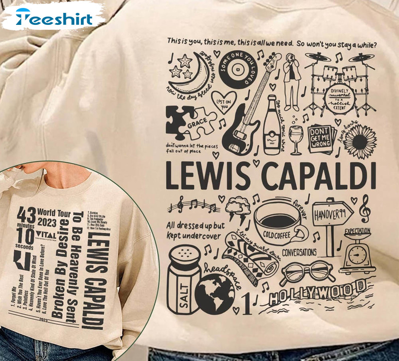 Lewis Capaldi Music Shirt, Broken By Desire To Be Heavenly Sent Tour Sweatshirt Short Sleeve