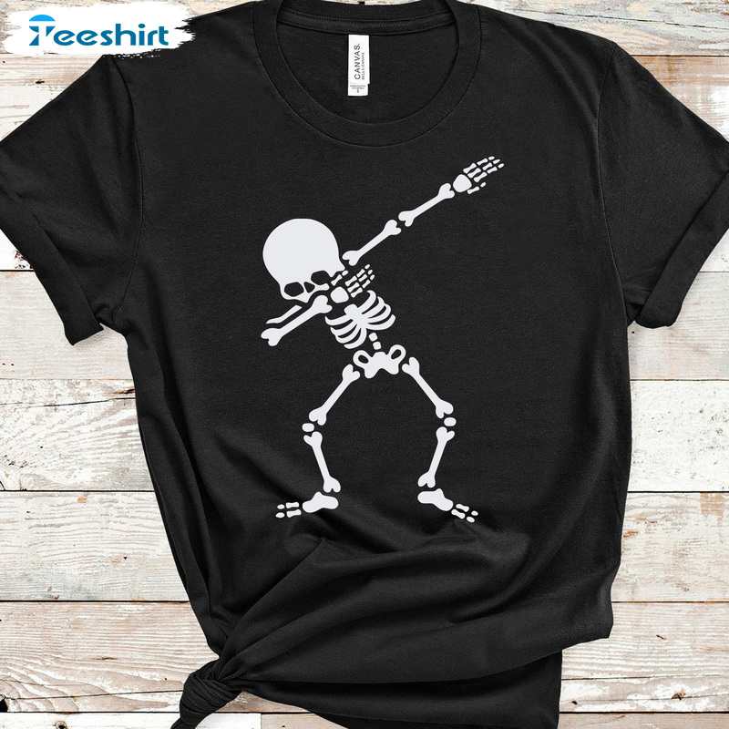 Dabbing Skeleton Graphic Art Shirt, Halloween Skeleton Unisex Hoodie, Skeleton Shirt Design