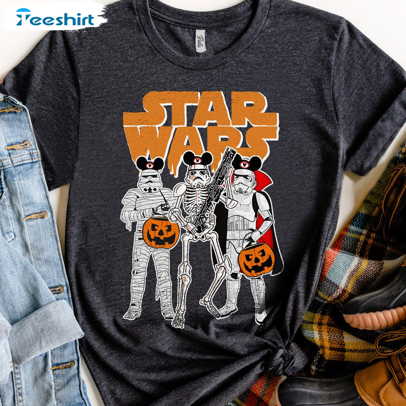 Wars Stormtrooper Skeleton Unisex T-Shirt, Mickey Ears Halloween Hoodie, Trending Design Sweatshirt