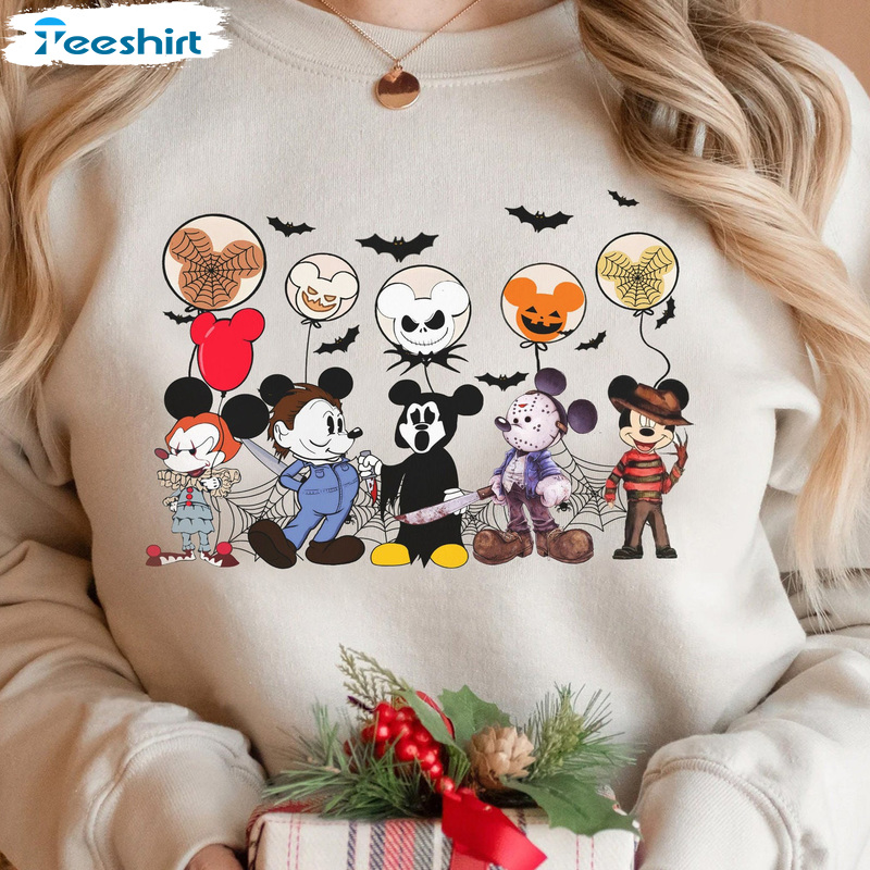 Halloween Horror Sweatshirt, Disney Halloween Graphic Art Shirt, Halloween Mickey Classic Tee Tops
