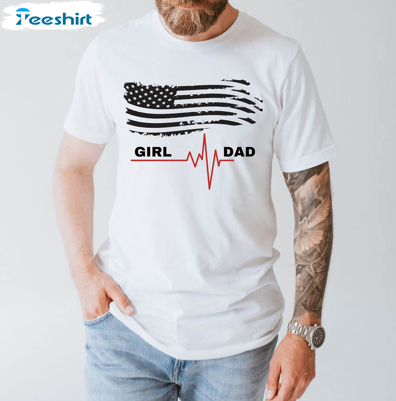 Funny Girl Dad American Flag Pattern Shirt