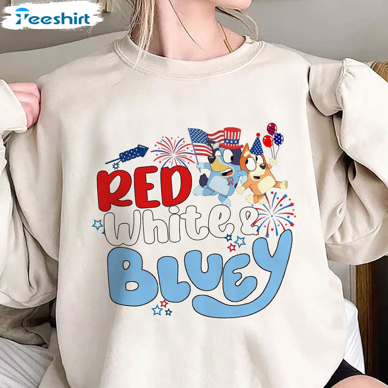 Red White Bluey And Bingo 4th July Independence Day Shirt