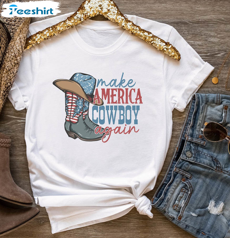 Make America Cowboy Again Western America Boots Shirt