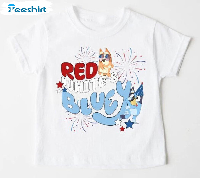 Red White Bluey And Bingo 4th July Funny Shirt