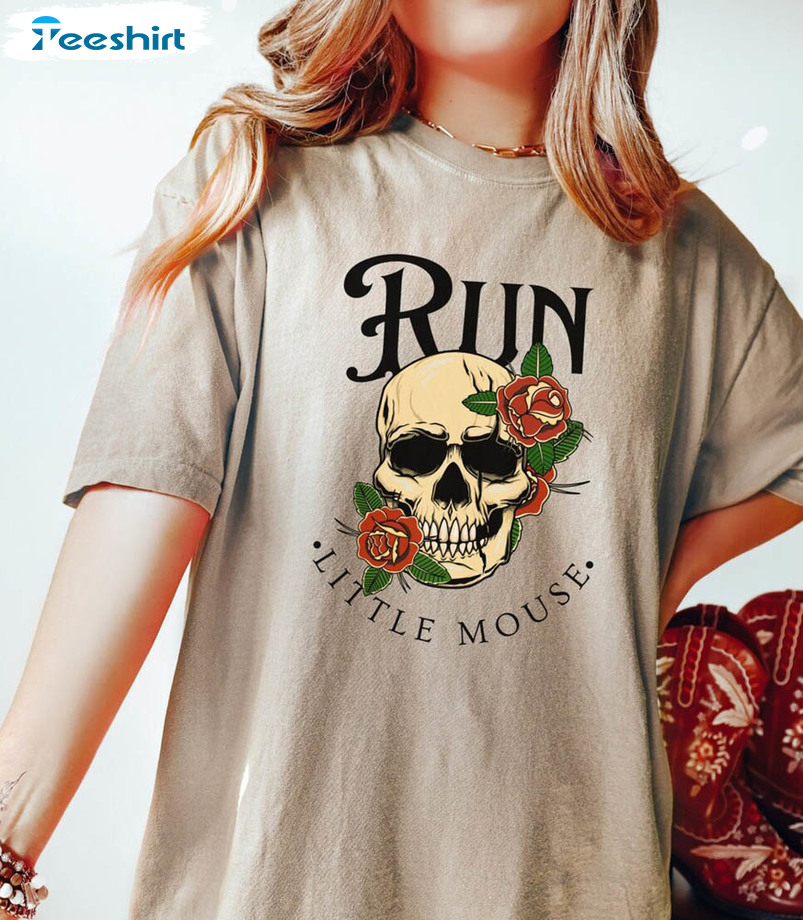 Run Little Mouse Floral Skull Vintage Shirt