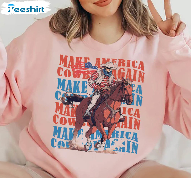 Make America Cowboy Again With Pocket 4th Of July Shirt