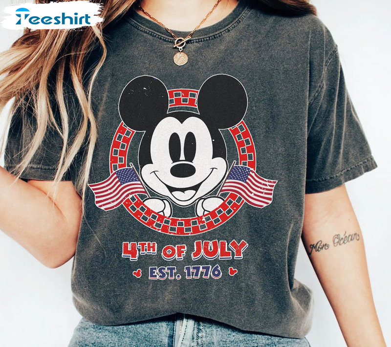 Vintage Disney 4th Of July Retro Mickey Head Shirt