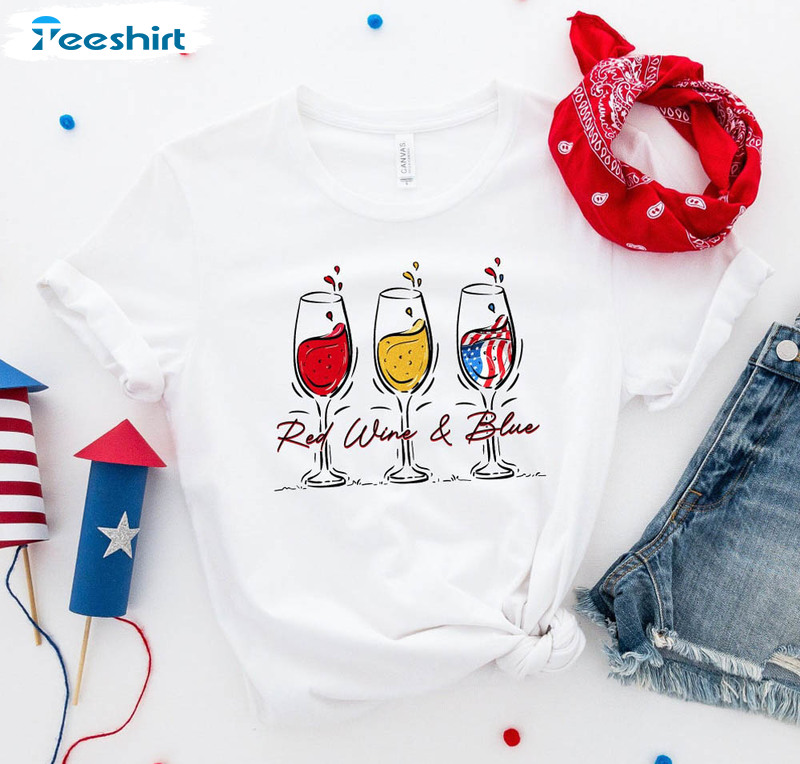 Red Wine And Blue Drinking America Shirt