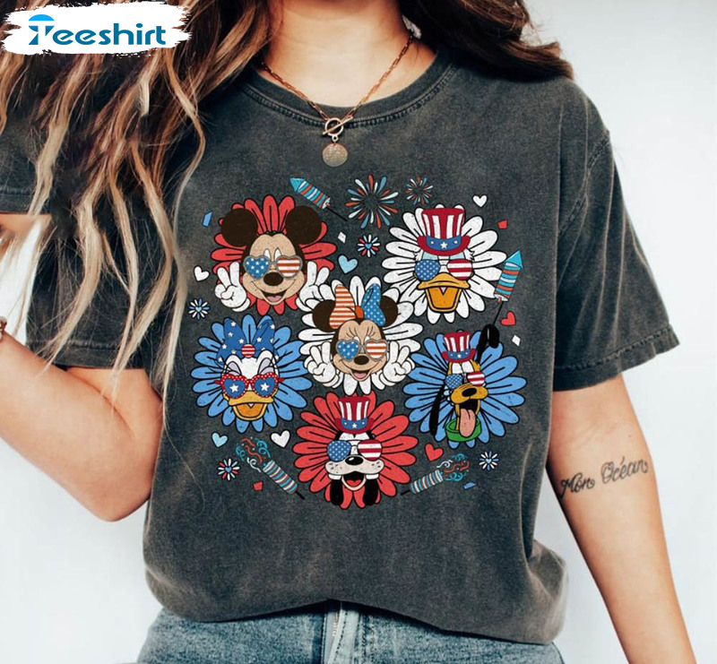 Disney 4th Of July Sunflower Mickey And Friends Independence Day Shirt