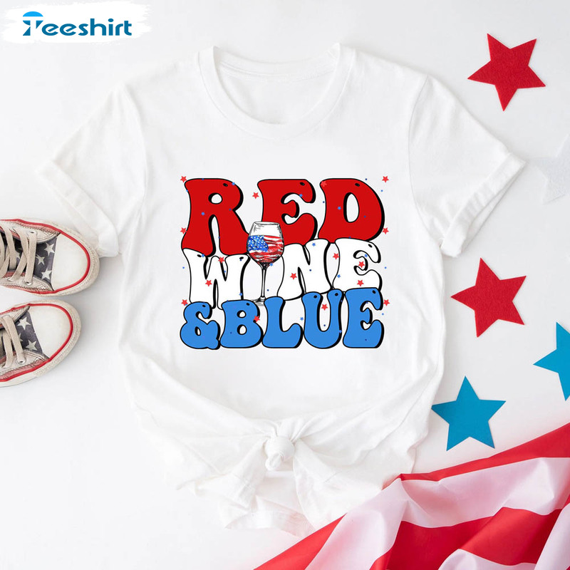 Retro4th Of July Red Wine And Blue Independence Day Shirt