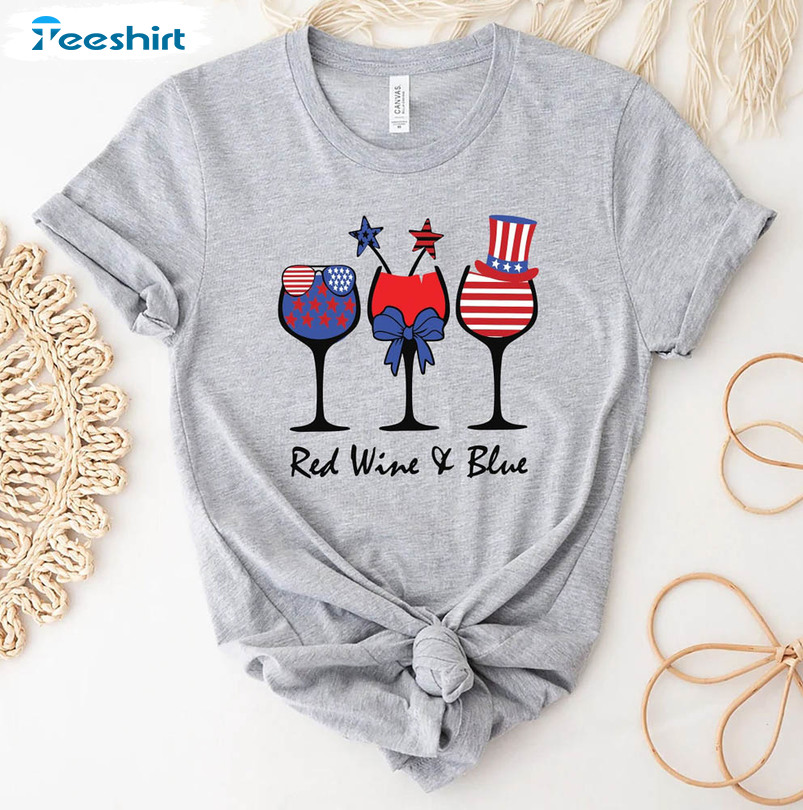 Women's 4th of July Shirt - Red Wine & Blue Shirt - 4th of July T