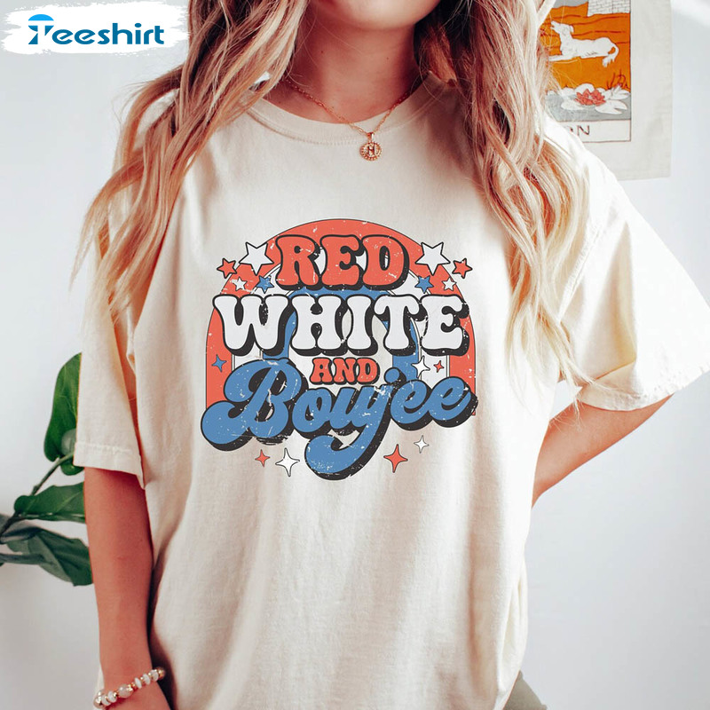 Red White And Boujee Groovy Shirt For 4th Of July