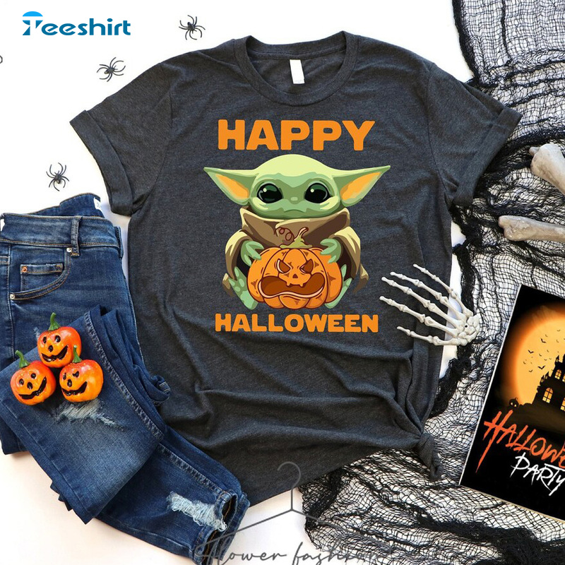 Wars Baby Yoda Halloween Shirt, Disney Halloween Sweatshirt, Scary Pumpkin Halloween Unisex Hoodie
