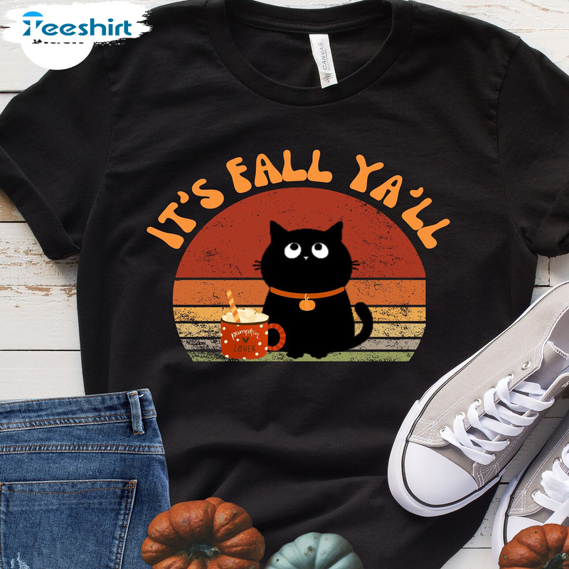 Black Cat T-Shirt, Black Kitten Sweatshirt Cat, Pumpkin And Cute Halloween Cat Unisex Hoodie