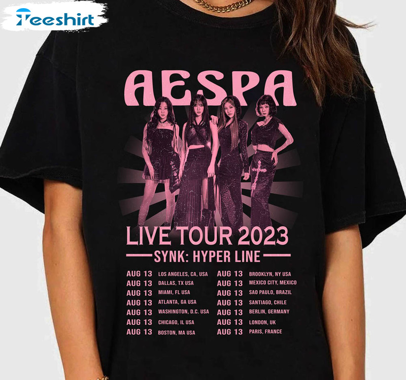 Retro Aespa Tour 2023 Synk Hyper Line Tour Shirt