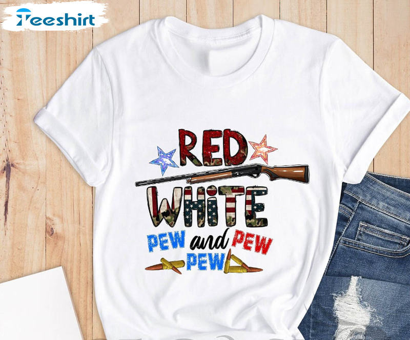 Red White And Pew Pew American Flag Shirt