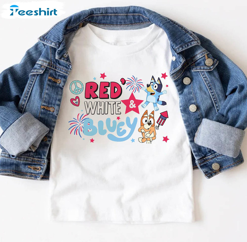 Funny Red White Bluey Shirt, Bluey 4th Of July Sweatshirt