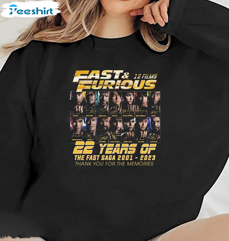 Fast Furious 10 Films 22 Years Of The Fast Saga 2001 Shirt