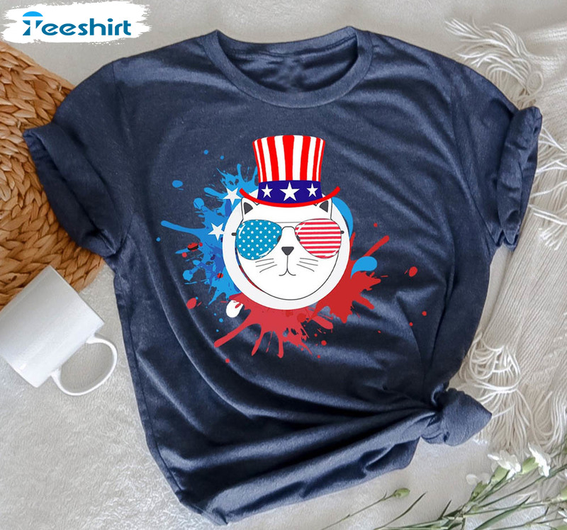Cat Usa Flag Independence Day Shirt