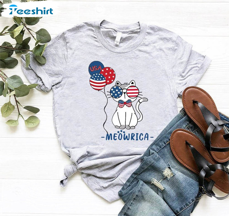 Meowrica American Cat Funny Patriotic Shirt
