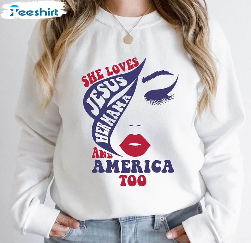 Loves Jesus And America Too 4th Of July Shirt