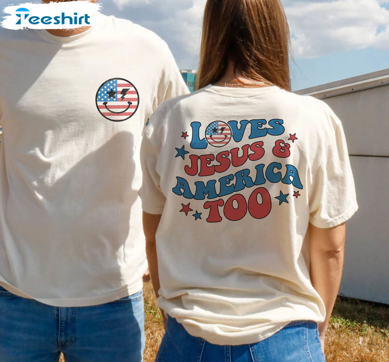 Retro Love Jesus And America Too Groovy Shirt