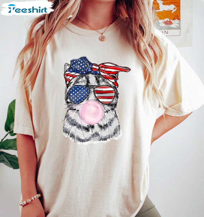 Retro Patriotic Cat American Bandana Cat Shirt