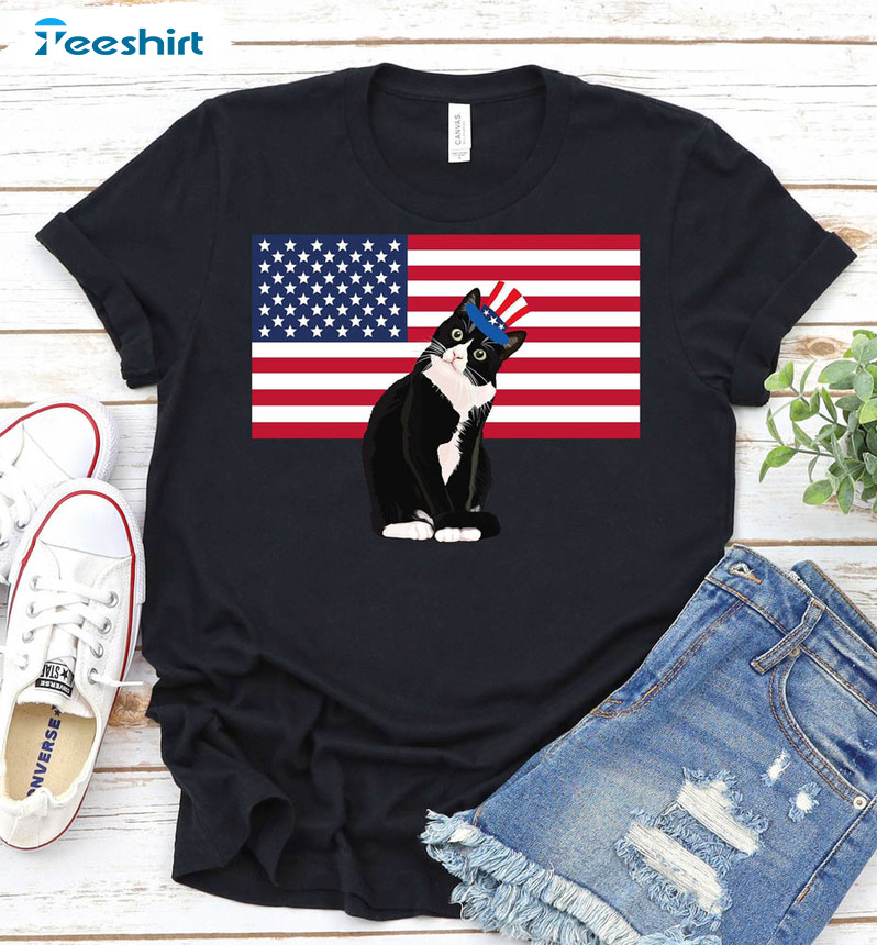 4th Of July Cat Funny Shirt Matching Family
