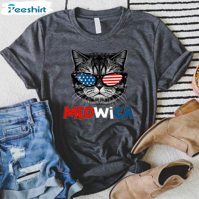 Meowica 4th Of July Cat American Flag Shirt