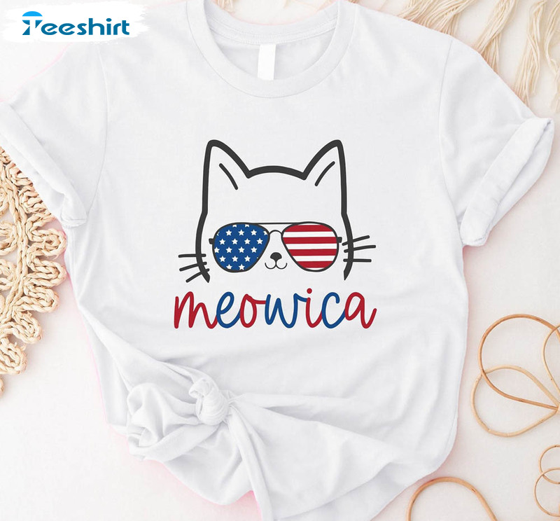 Cute Meowica Trendy American Flag Shirt