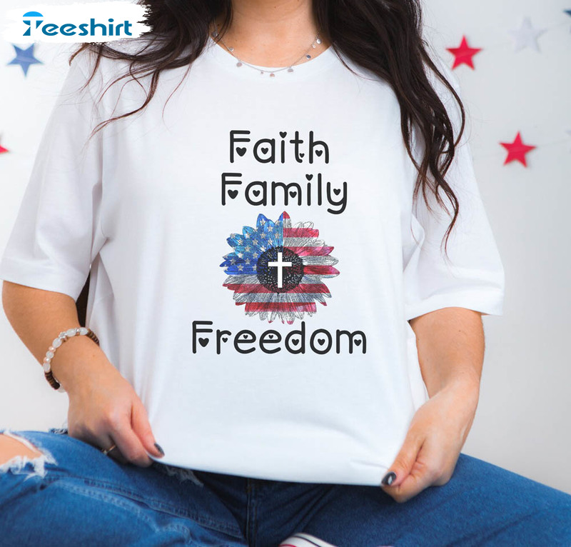 Faith Family Freedom American Flag Sunflower Shirt