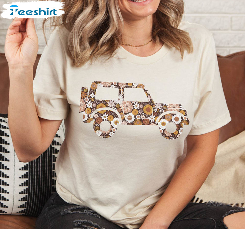 Vintage Fall Floral Truck Shirt For Truck Lovers