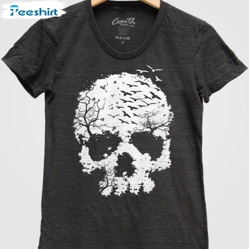 Halloween Skull Shirt For All People, Abstract Skull Sweatshirt, Cool Design Unisex Hoodie For Halloween