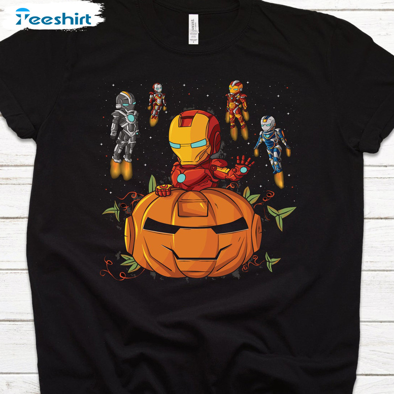 Iron Man T-Shirt, Halloween Marvel Comics Unisex Hoodie, Pumpkin Super Hero Sweatshirt For Boys, Kids