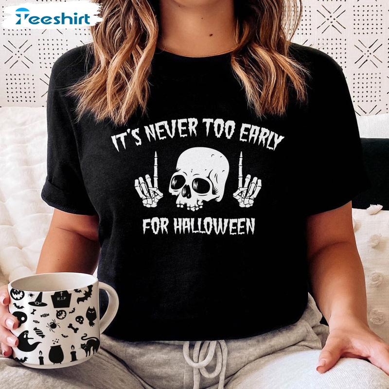 Cool Halloween Skeleton Sweatshirt, Goth Halloween Unisex Tee Tops, Halloween Skull Trending T-Shirt For All People