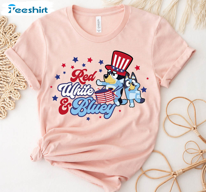 Red White Bluey Independence Day Funny Shirt