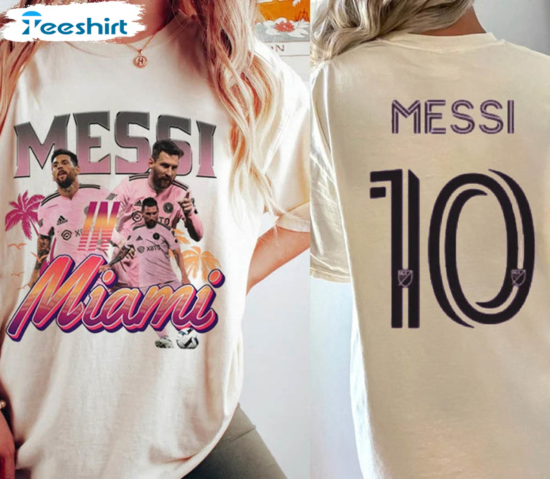 2023-2024 MLS Inter Miami Messi Home Jersey Baseball Cardigan Tshirts  Sports Tops Plus Size