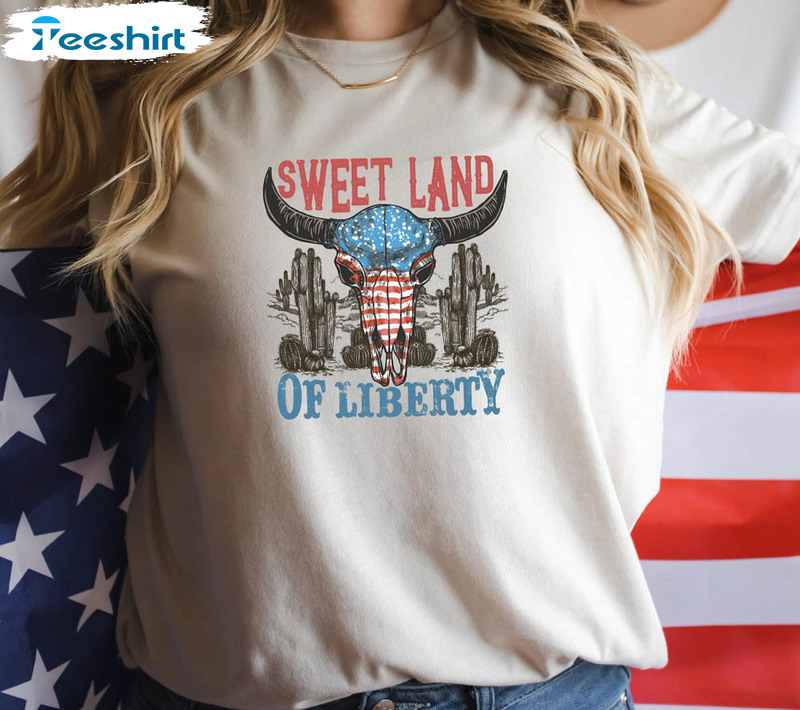 Sweet Land Of Liberty Cow Skull 4th Of July Shirt