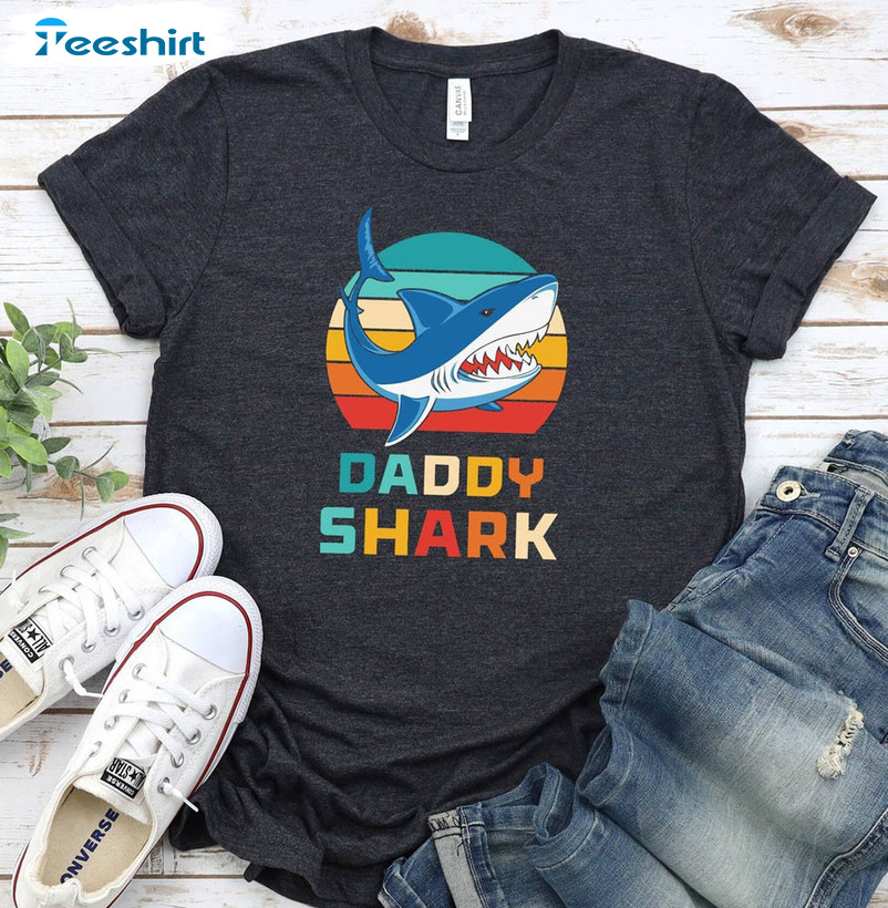 Cute Daddy Shark Shirt For Cool Dad