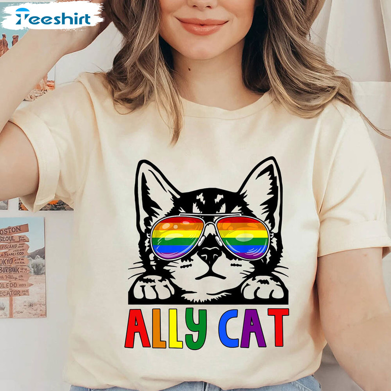 Lgbt Ally Cat Lgbtq Pride Shirt Vintage Design