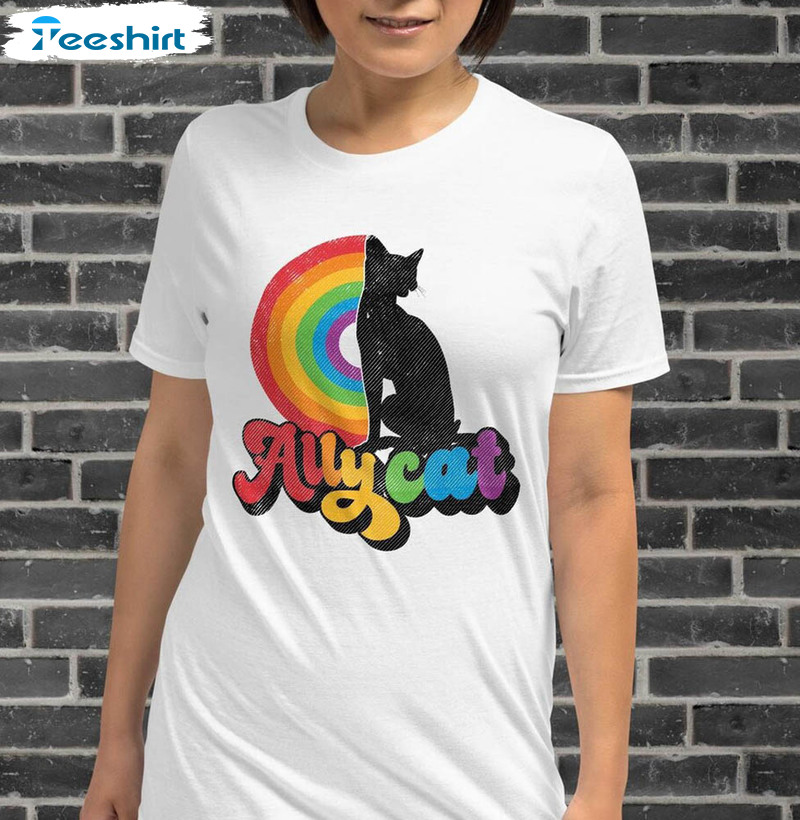 Colorful Ally Cat Lgbtq Ally Shirt