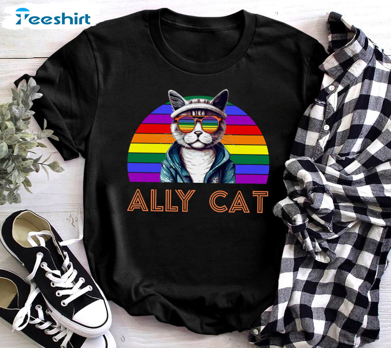 Lgbt Ally Cat Sunglasses Lgbt Support Shirt