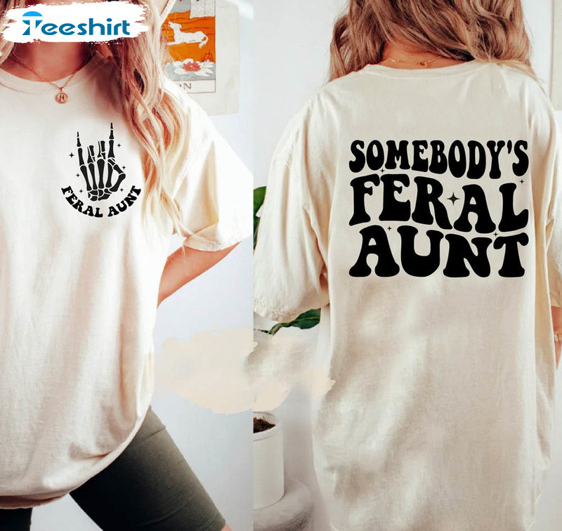 Somebody's Feral Aunt Retro Skeleton Hand Shirt