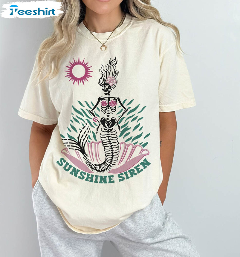 Sunshine Siren Skeleton Mermaid Coconut Girl Comfort Shirt